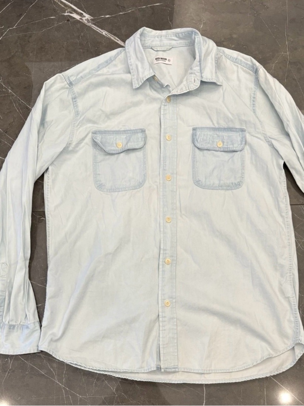 Buck Mason XL Light Denim Chambray Button Up Shirt
